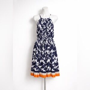 Banana Republic Pleated Halter Dress Size 12 Coastal Beachy Fairy Garden Party